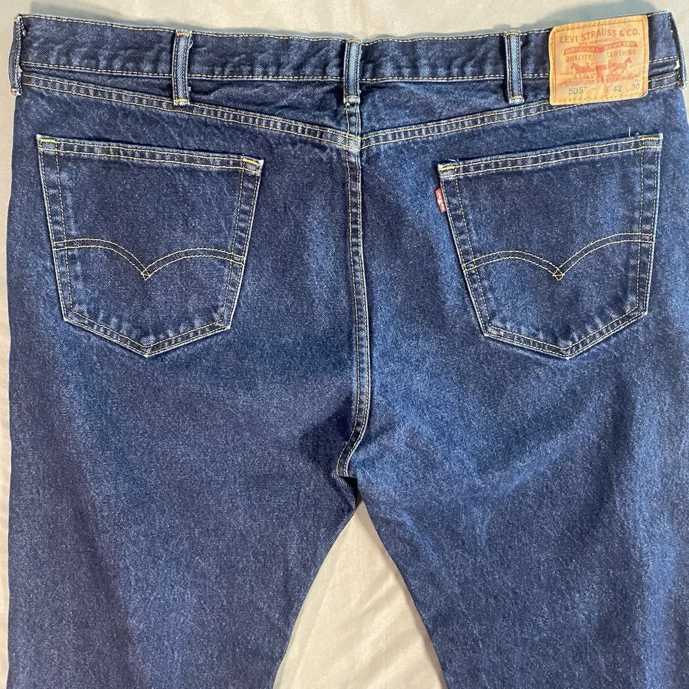 Levi's 505 Regular Fit Blue Jeans Men's W42 L30 Straight Leg Cotton Denim